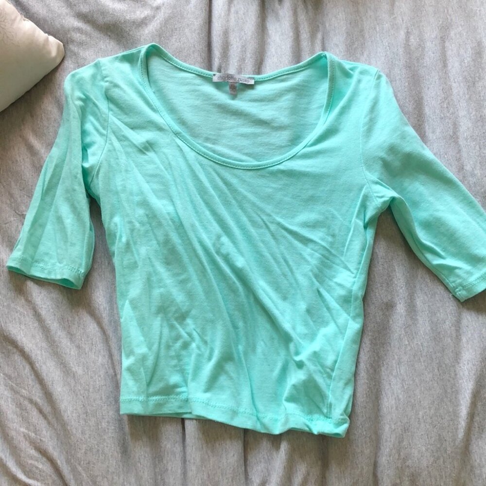 Mint green crop top 1/2 sleeves